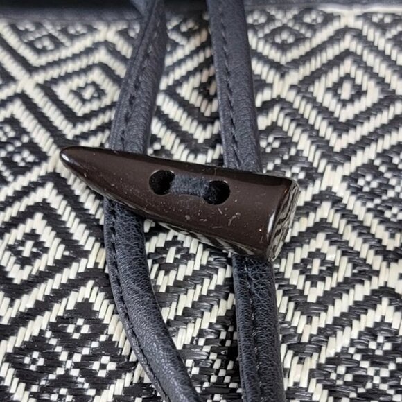 🖤 Neiman Marcus Black & Cream Woven Tote Bag | Boho Chic Oversized Shoulder Bag - Picture 5 of 11